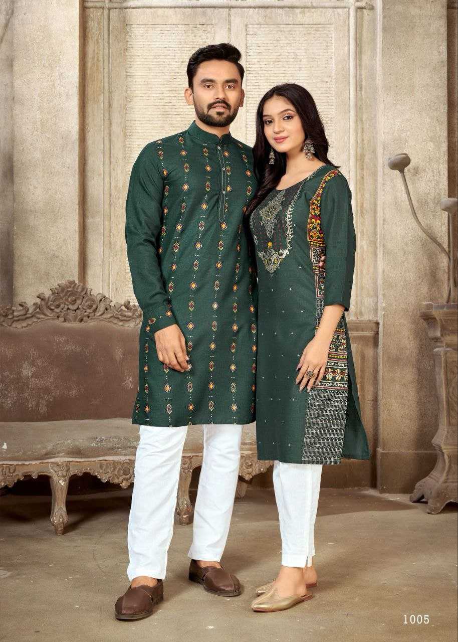 YNF PURE COTTO KESH246 Couple Dream V-4 COUPLE WEAR WHOLESALE MENS KURTA PAYJAM & FEMALE KURTIS BOTTOM MANUFACTURER