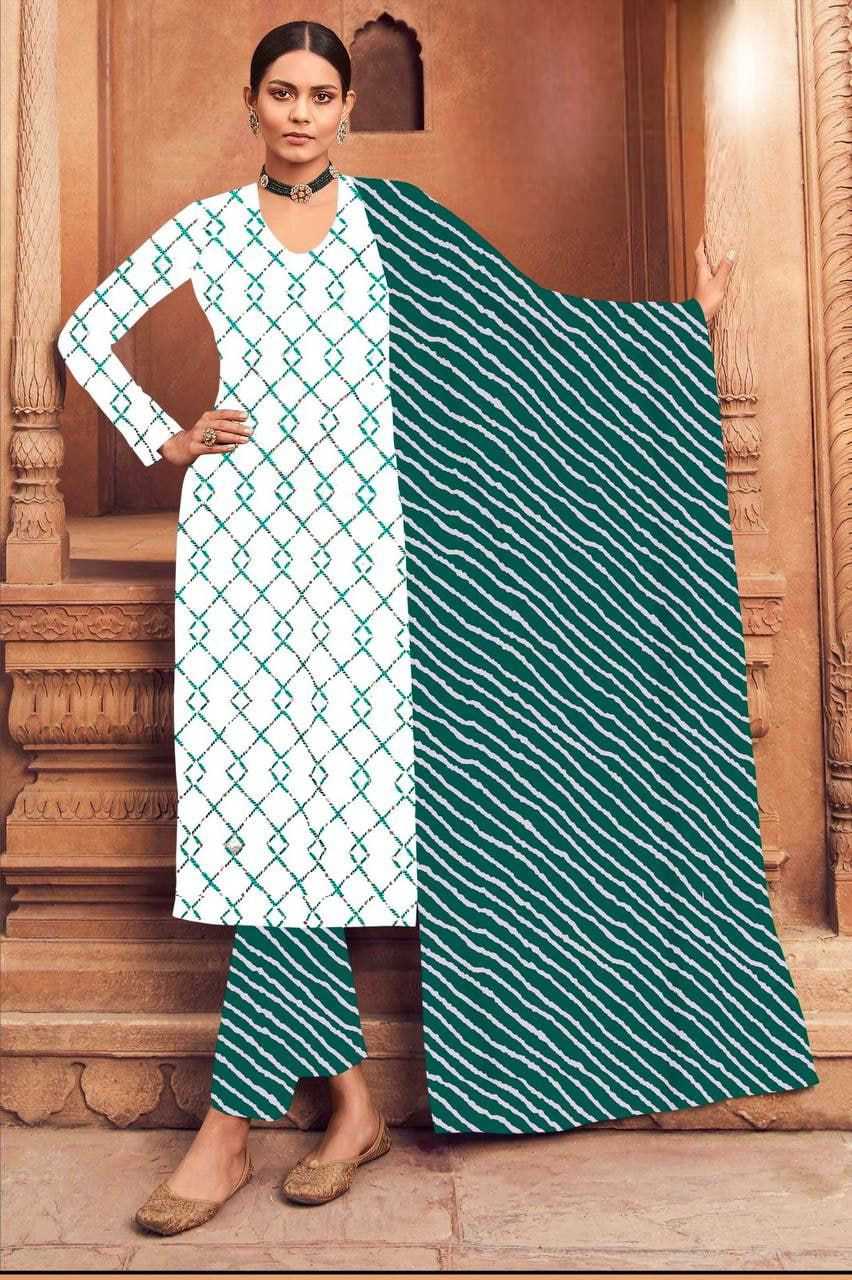 YNF RAYON BANDHANI KESH197 PUSHPA-2 SUITS & DRESSES WHOLESALE BANDHANI SEMI STICHED PRINTED LADSIES RAYON SUITS MANUFACTURE