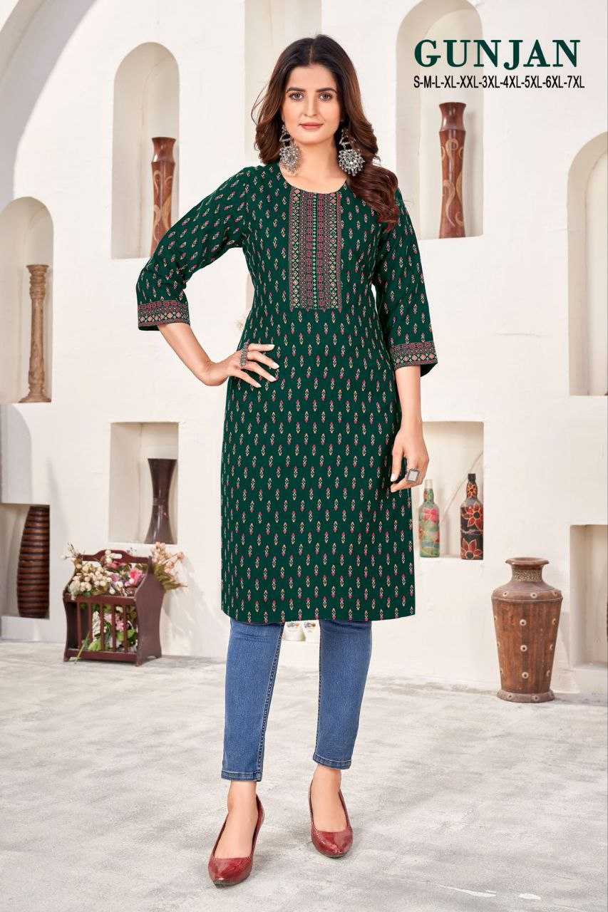 YNF RAYON GUNJAN KESH246 GUNJAN CLOTHING BRANDS WHOLESALE KURTIS MANUFACTURER