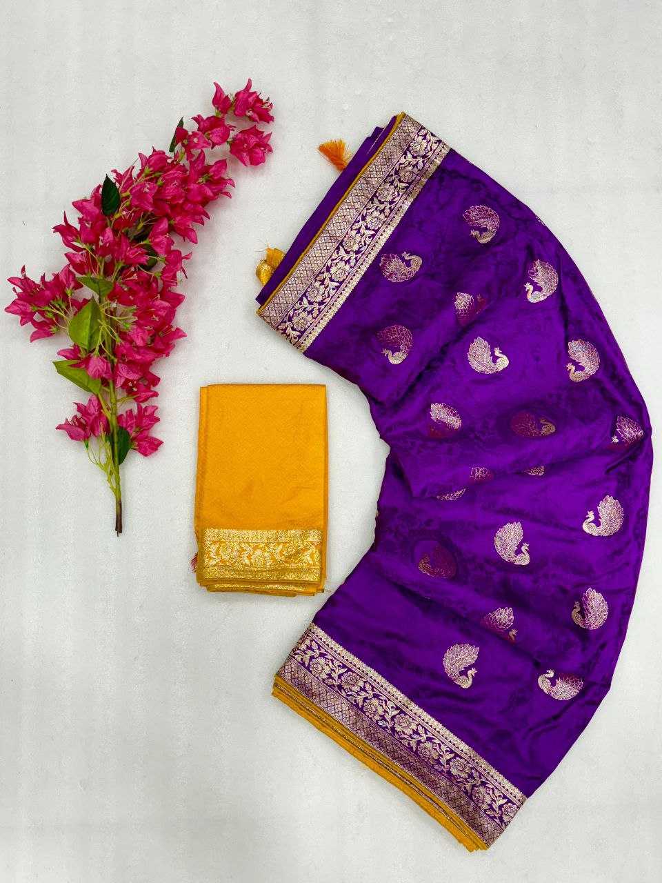 YNF SATIN SILK KESH213 RIN10 SAREES WHOLESALE ZARI BORDER PURPLE SATIN SILK SAREES MANUFACTURER