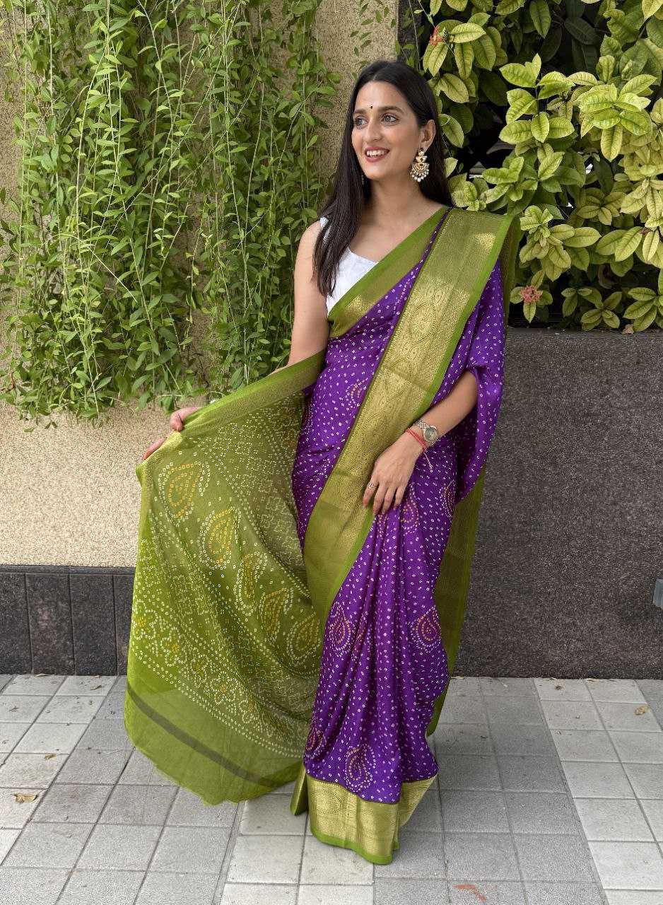 YNF SILK KESH117 RWC31 SAREES WHOLESALE BANDHANI PURPLE SILK ZARI BORDER SAREES MANUFACTURER