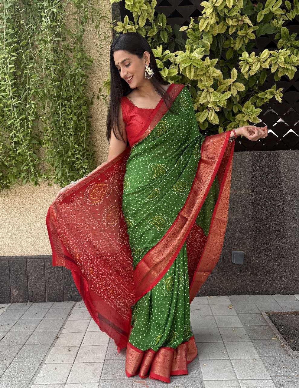 YNF SILK KESH117 RWC35 SAREES WHOLESALE SILK ZARI BORDER SILK BANDHANI GREEN SAREES MANUFACTURER