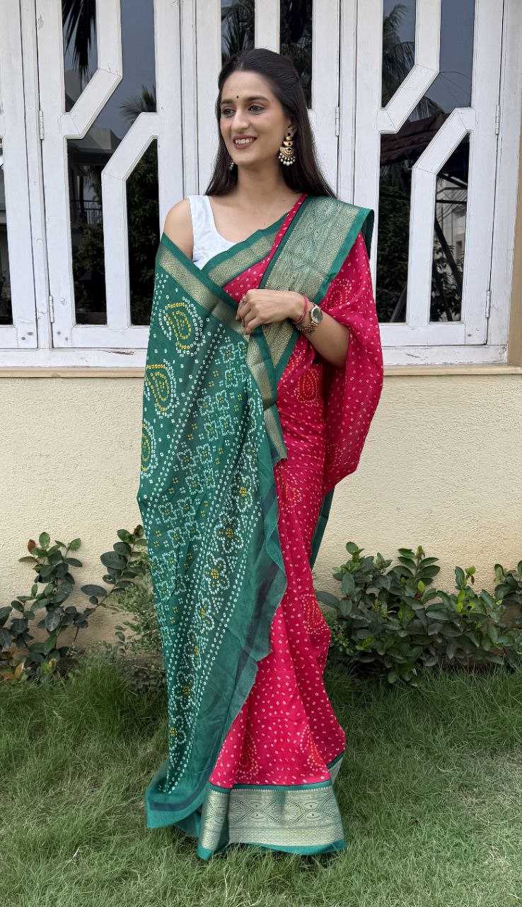 YNF SILK KESH117 RWC43 SAREES WHOLESALE SILK ZARI BORDER BANDHANI PINK FESTIVE SAREES MANUFACTURER