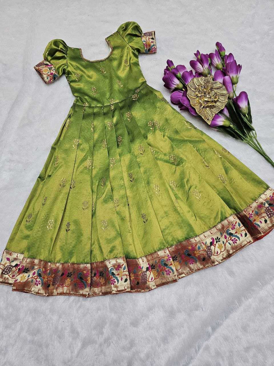 YNF SILK RIN161 RPVR24 KIDS WEAR WHOLESALE KIDS WEDDING DESIGNER FESTIVEL GOWN MANUFACTURER