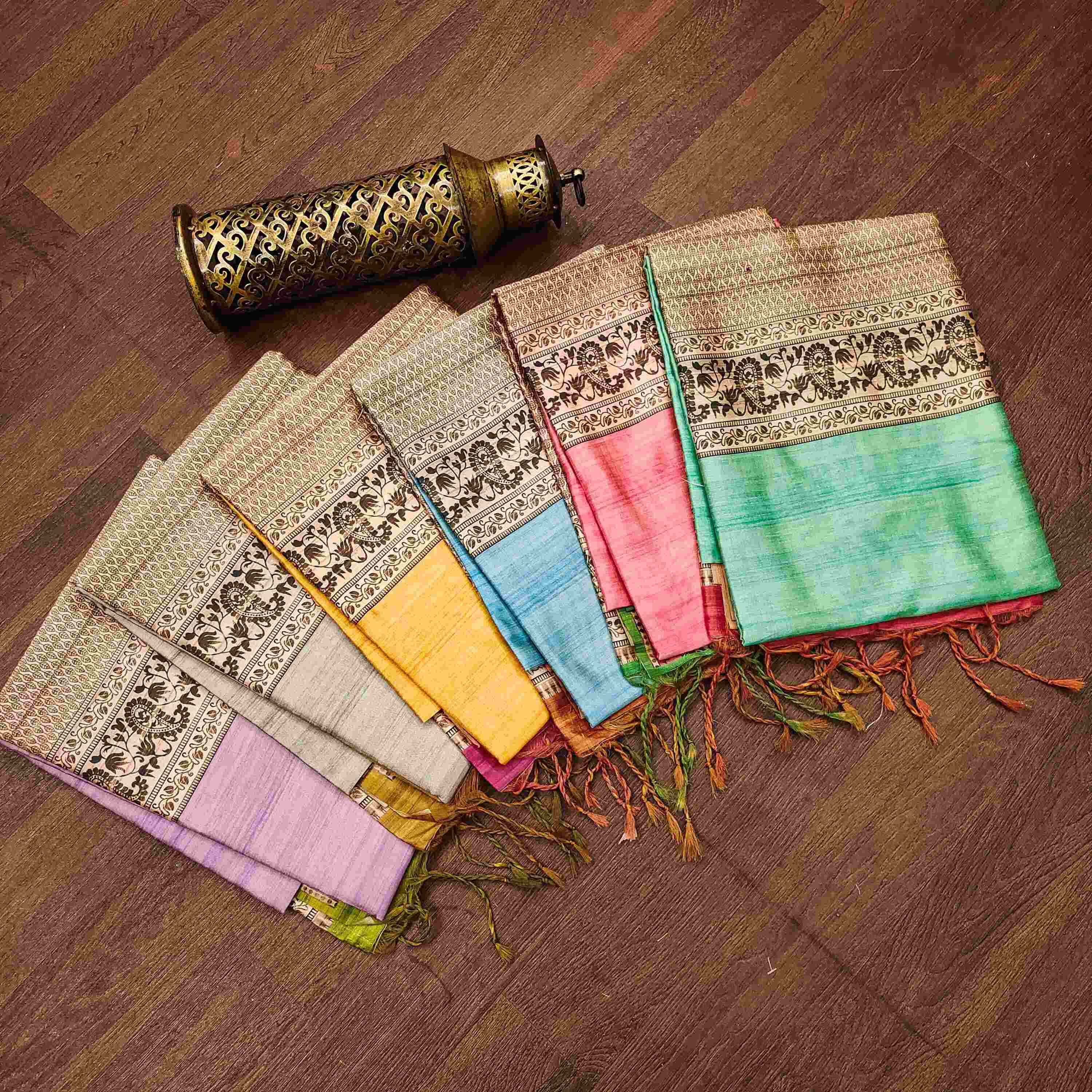 YNF TUSSAR SILK KESH165 RBN40 SILK SAREE WHOLESALE  TUSSAR HAND BLOCK TRADITIONAL SILK SAREE MANUFACTURER		