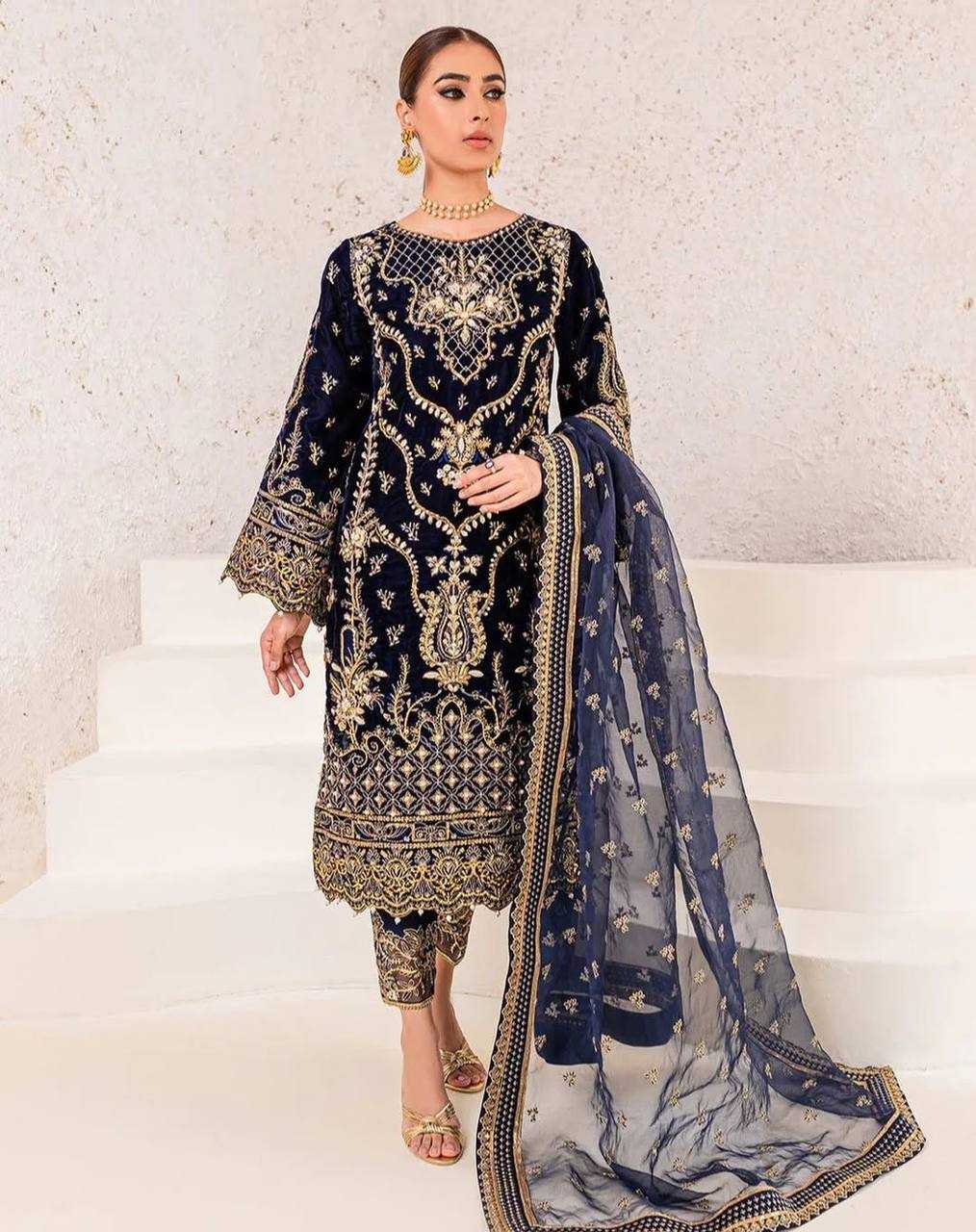 YNF VELVET KESH159 1319 SUITS & DRESSES WHOLESAL PAKISTANI EMBROIDERY VELVET WEDDING SUITS MANUFACTURE