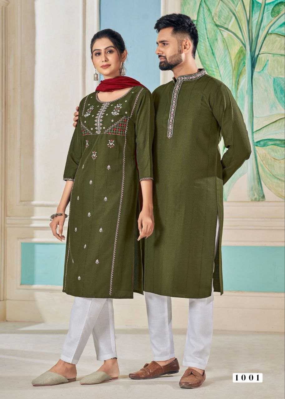 YNF VISCOSE KESH246 Soul Mates COUPLE WEAR WHOLESALE MENS KURTA PAYJAM & FEMALE KURTIS BOTTOM MANUFACTURER