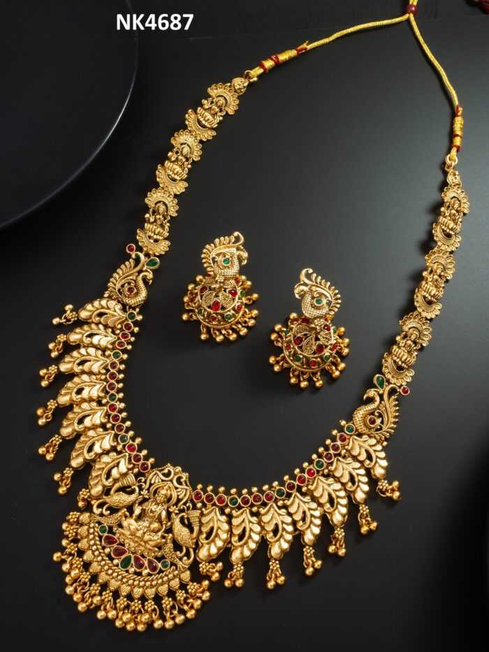 YNF BRASS KESH105 NK4687 WOMENS JEWELLERY WHOLESALE GOLDEN KUNDAN NECKLACE SET MANUFACTURE