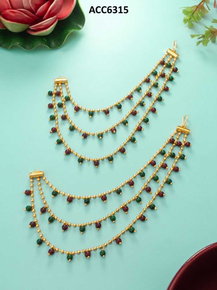 YNF BRASS KESH105 NK6315 WOMENS JEWELLERY WHOLESALE HAIR EARRINGS CHAIN MANUFACTURE