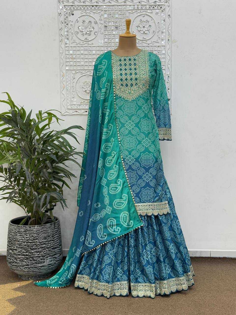 YNF CHINON SILK KESH159 1310 SUITS & DRESSES WHOLESALE EMBROIDERY PRINTED PARTY WEAR SHARARA SALWAR SUITS MANUFACTURER