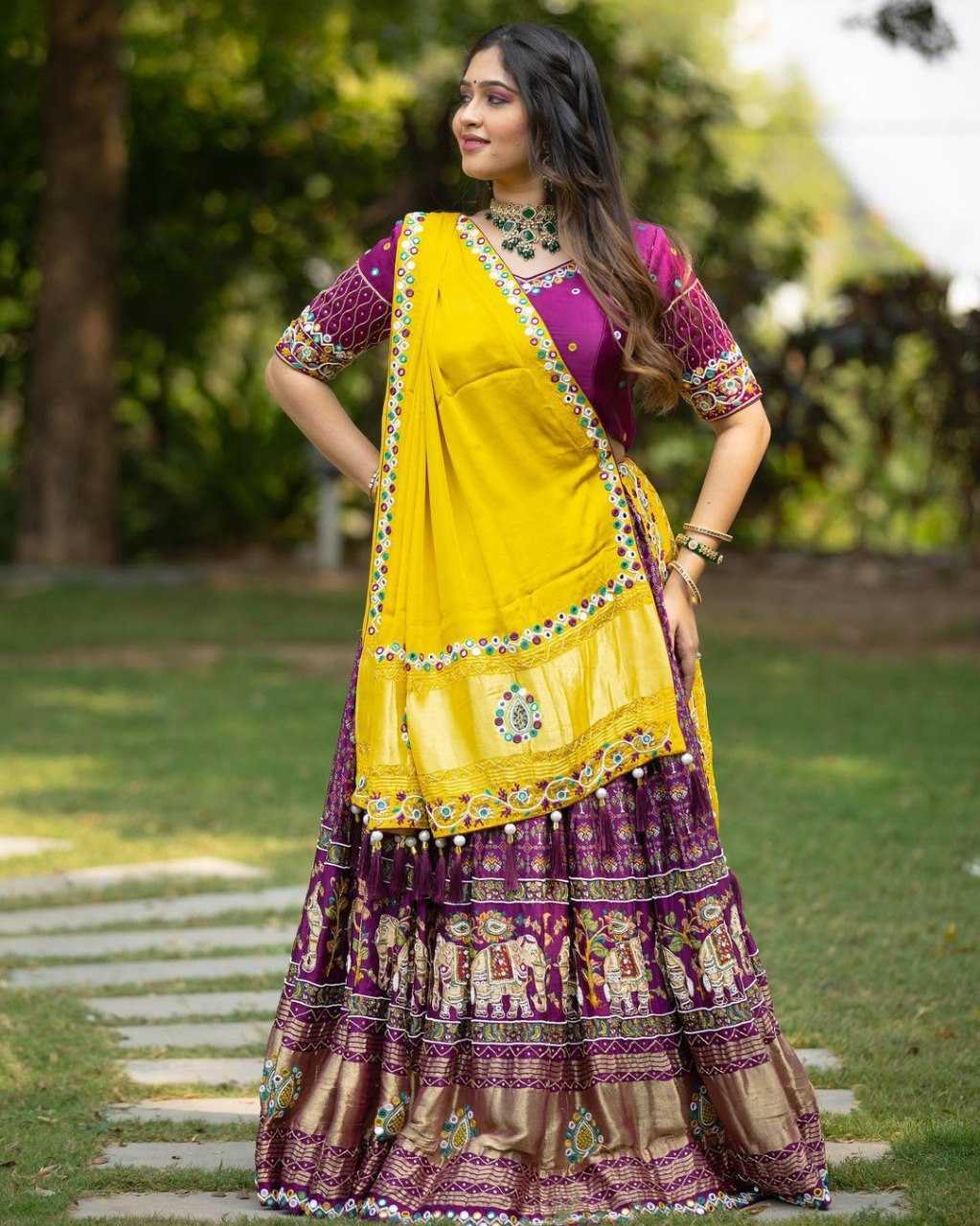 YNF CHINON SILK KESH396 1341 LEHENGA WHOLESALE MIRROR WORK HANDLOOM SILK LEHENGA MANUFACTURER