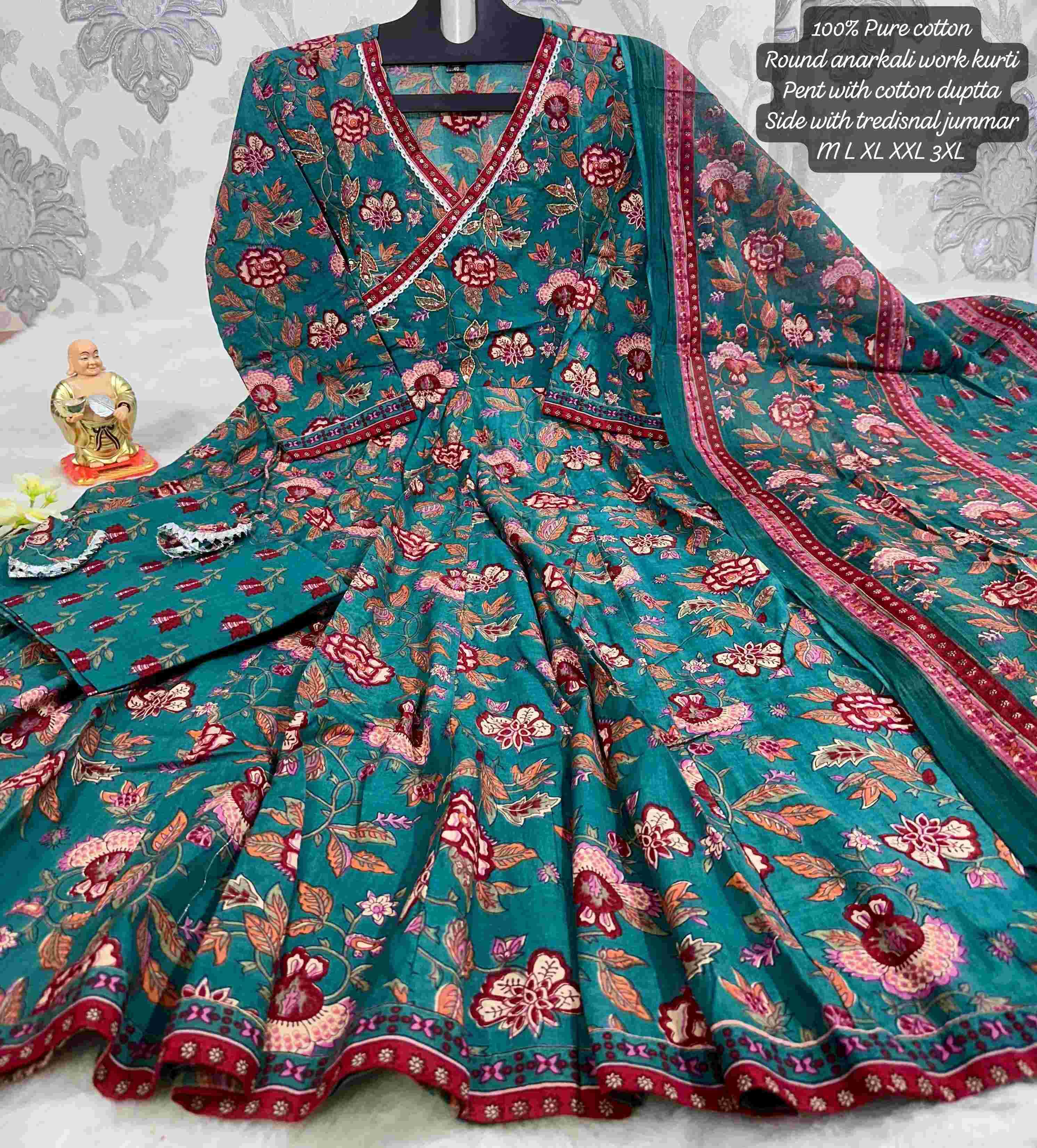 Ynf Cotton KESH256 RNF53 Kurti Wholesale Cotton Kurtis Anarkali Kurtis Embroidered Kurtis Manufacturer