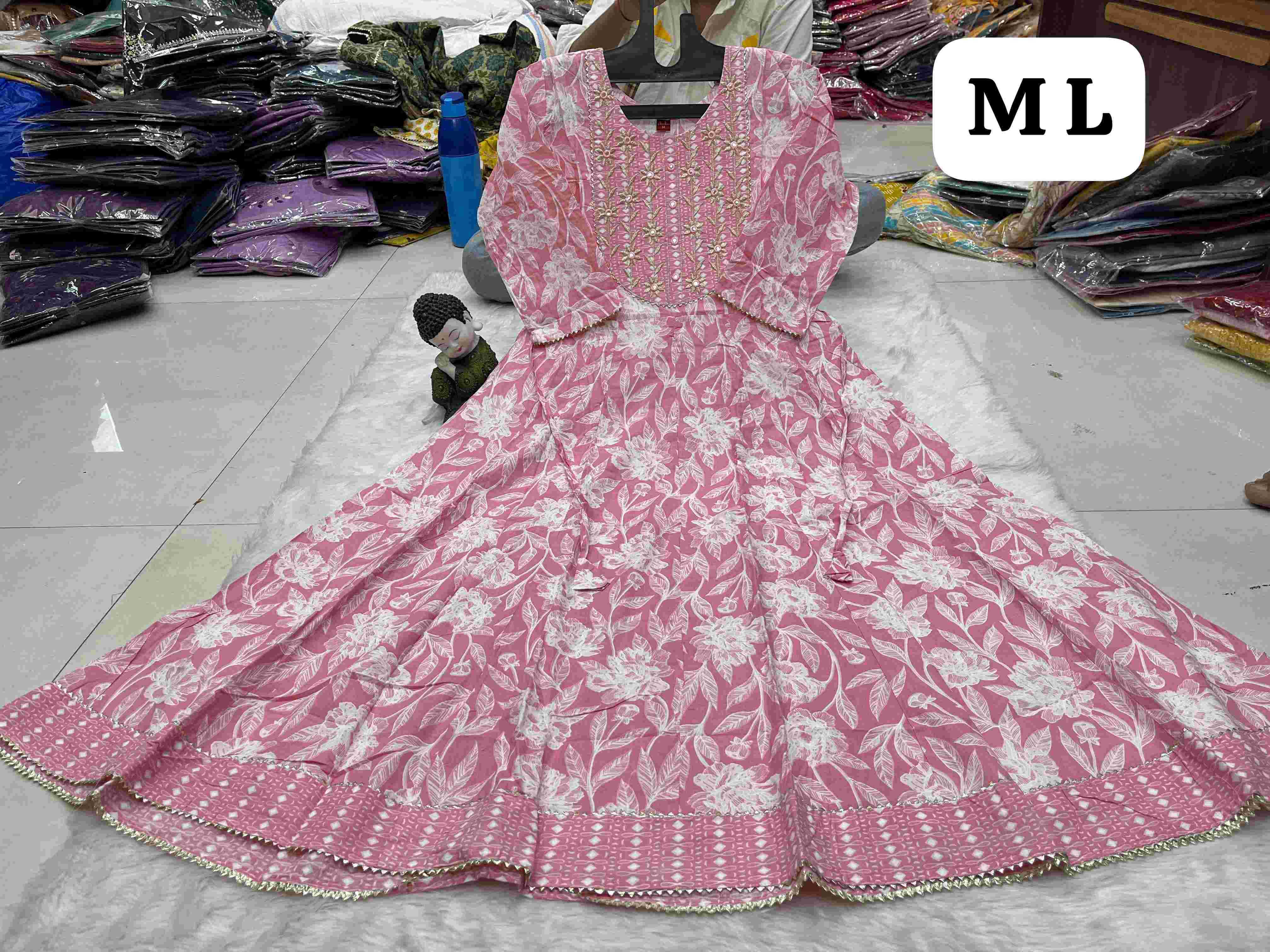 Ynf Cotton KESH258 VDA40 Gowns Wholesale Printed Gowns Fancy Gowns Long Gowns Manufacturer