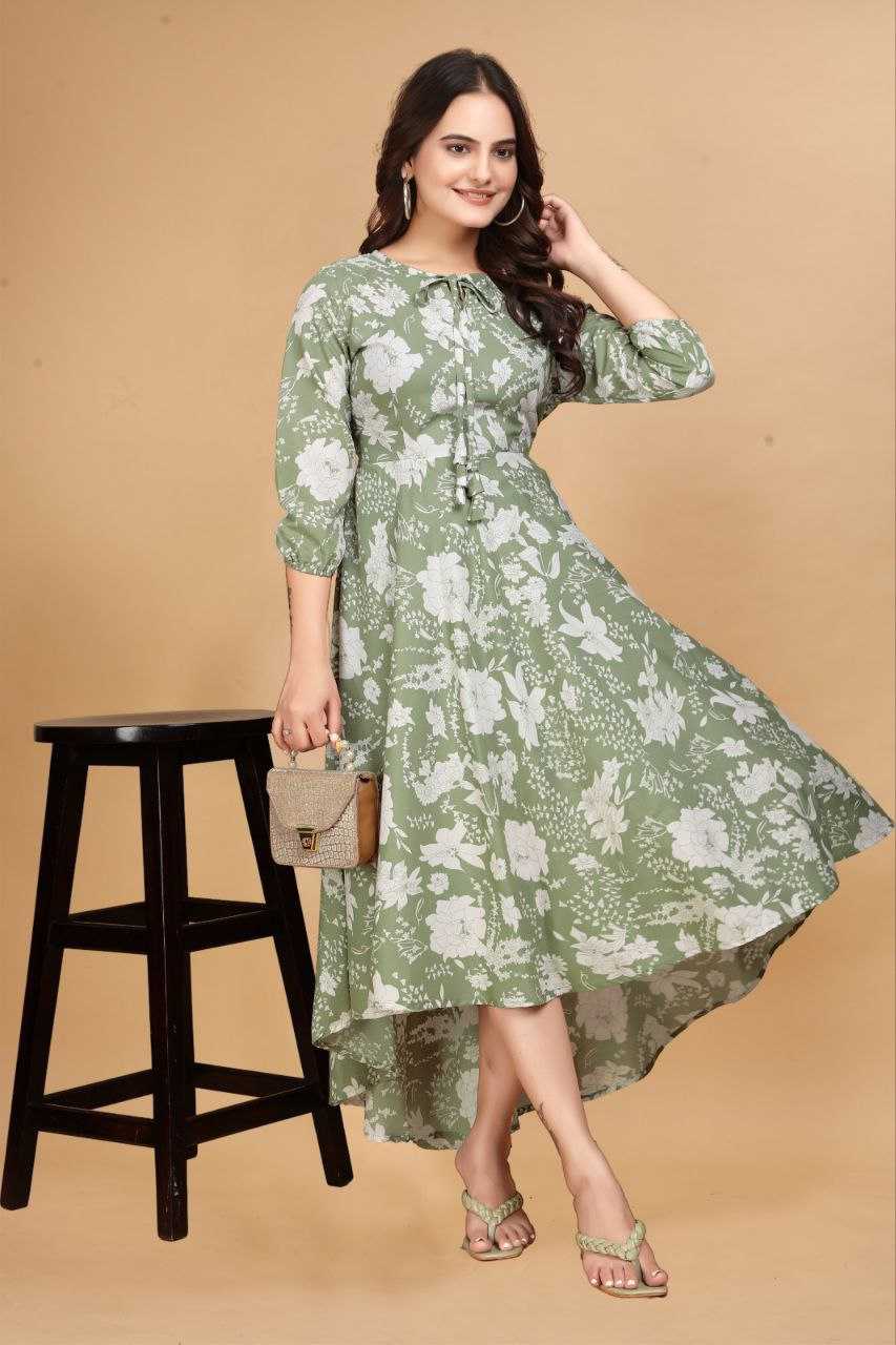 YNF CREPE KESH407 RMT63 WHOLESALE ONE PIECE DRESS WESTERN WEAR MANUFACTURER