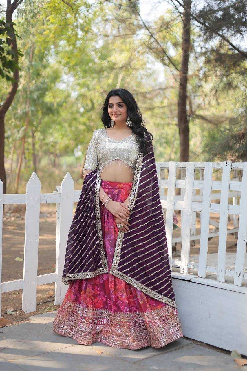 YNF FAUX GEORGETTE KESH132 7113 LEHENGAS WHOLESALE EMBROIDERED PRINTED FANCY LEHENGA MANUFACTURER