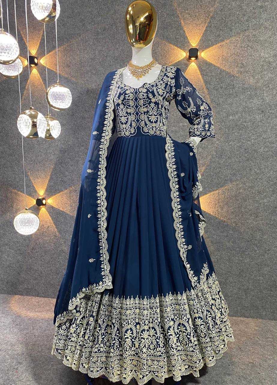 YNF FAUX GEORGETTE KESH399 3002 GOWNS WHOLESALE GEORGETTE EMBROIDERY PARTY GOWN WITH DUPATTA MANUFACTURER