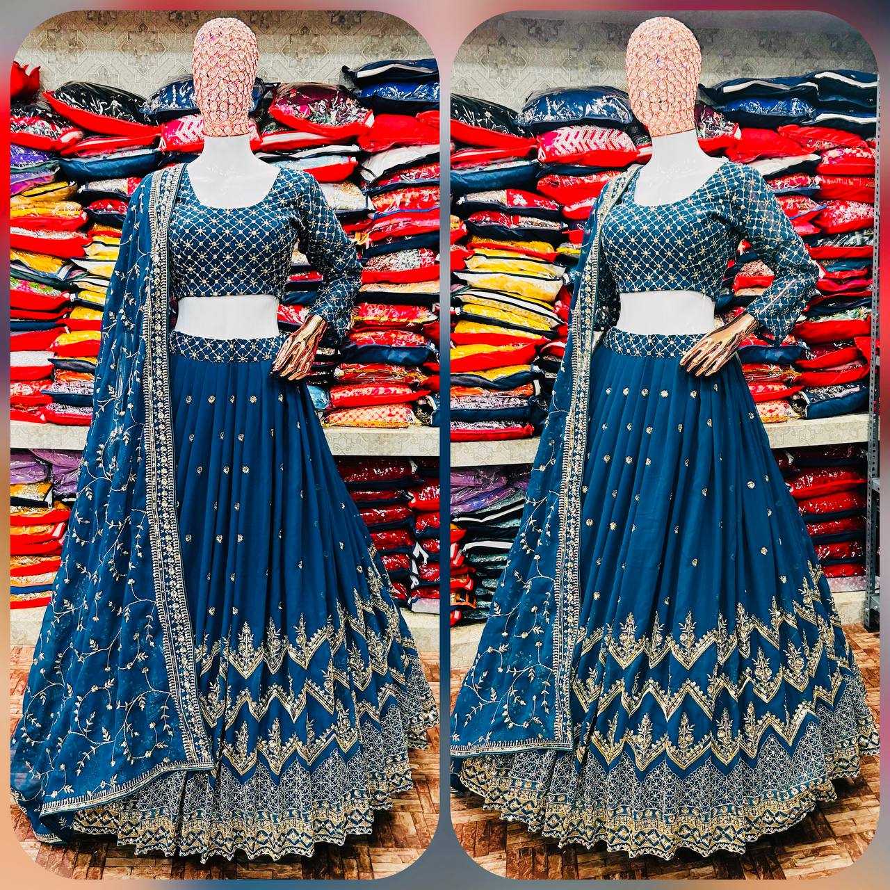 YNF FAUX GEORGETTE KESH399 3055 LEHENGAS WHOLESALE GEORGETTE SEQUINS HEAVY LEHENGAS MANUFACTURER