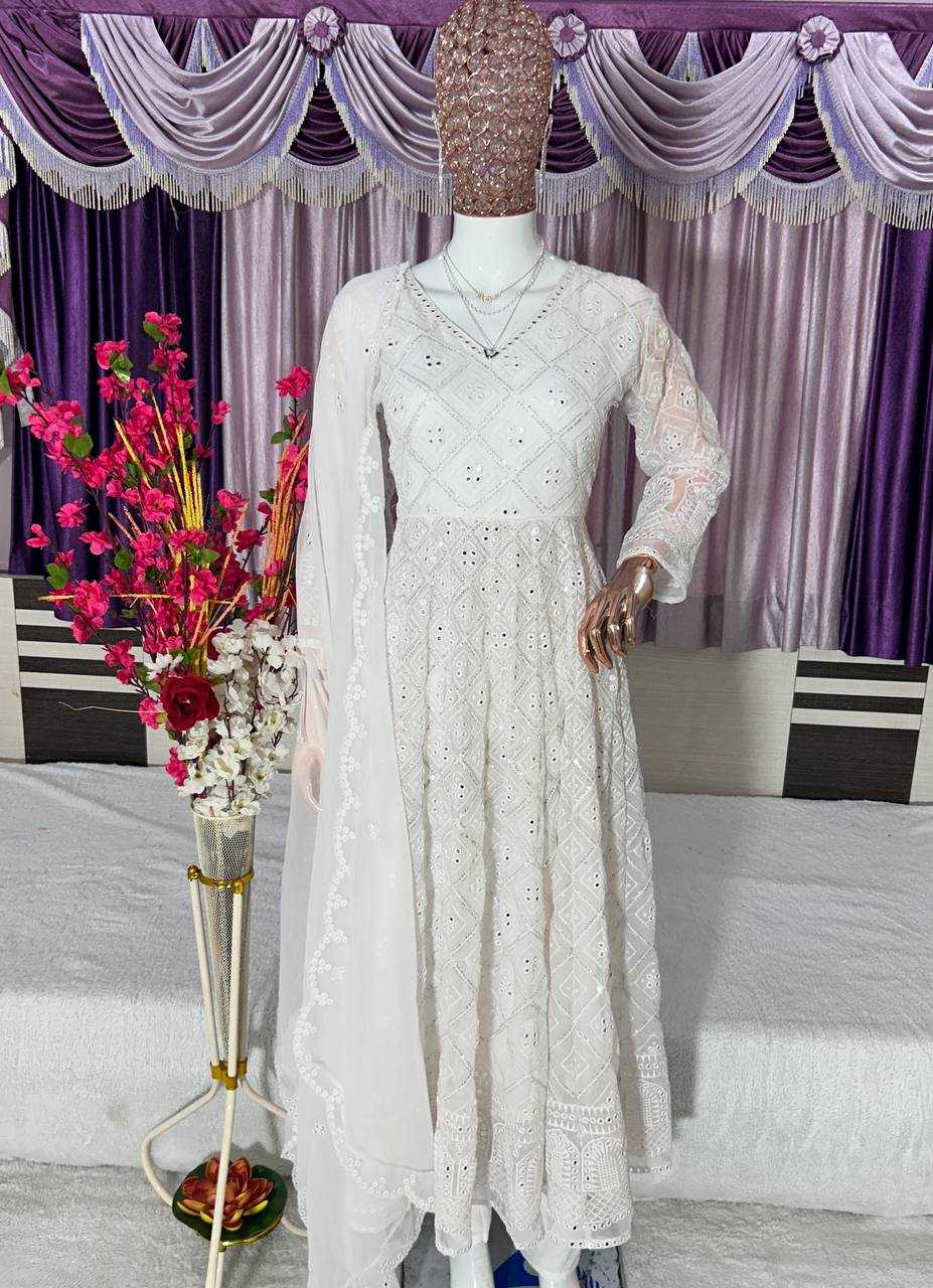 YNF FAUX GEORGETTE KESH399 3118 GOWNS WHOLESALE GEORGETTE EMBROIDERY LONG SEQUIN GOWNS MANUFACTURER