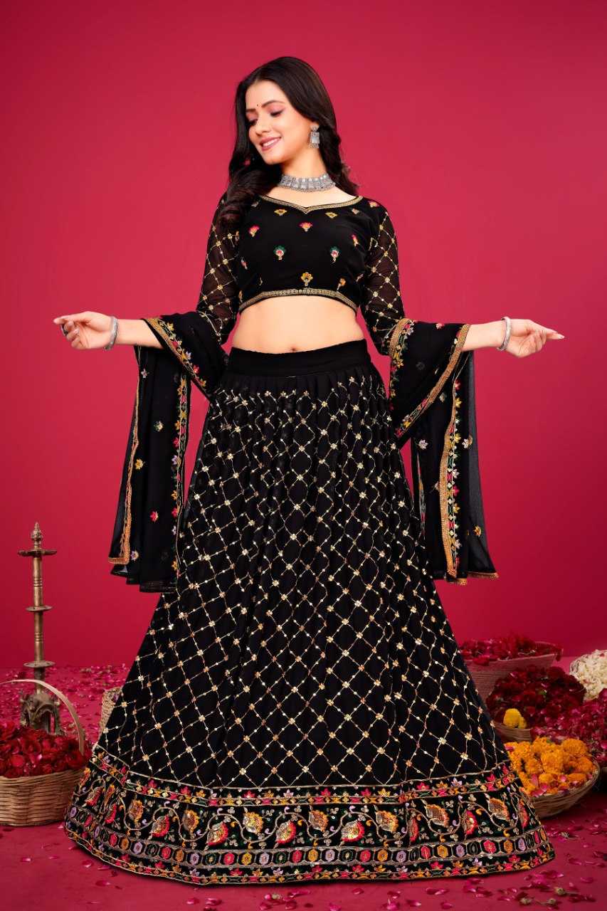 YNF FAUX GEORGETTE KESH403 703 LEHENGA WHOLESALE EMBROIDERED GEORGETTE ZARI WORK LEHENGA MANUFACTURER