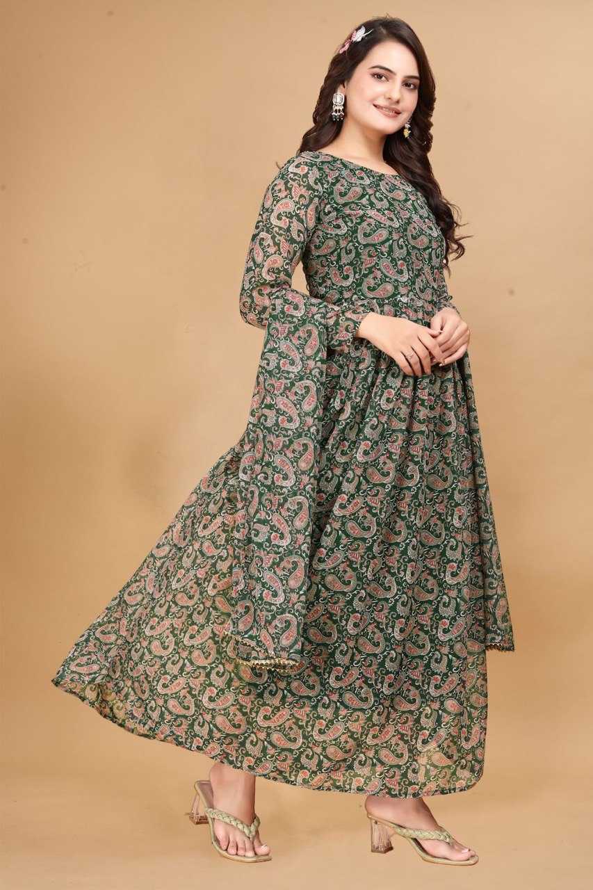 YNF FAUX GEORGETTE KESH407 RMT38 GOWNS WHOLESALE PRINTED FANCY ANARKALI GOWNS MANUFACTURER