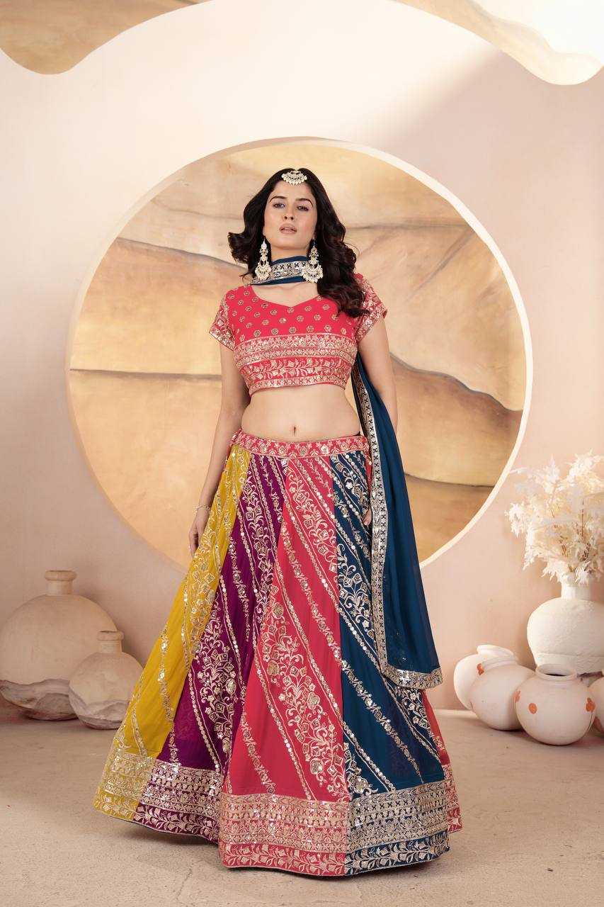 Ynf Faux Georgette RIN114 5069 Lehengas Wholesale Embroidered Lehenga Sequins Lehenga Manufacturer