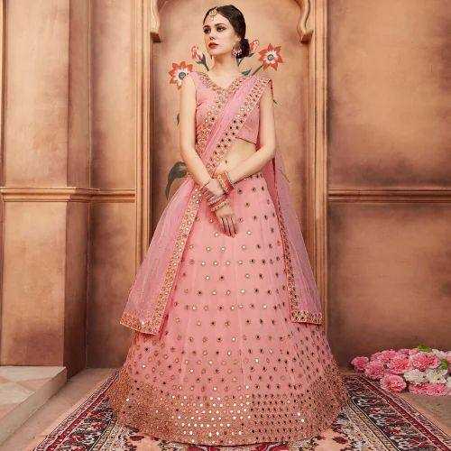 YNF FAUX GEORGETTE RIN131 1010 LEHENGAS WHOLESALE GEORGETTE EMBROIDERED  SEQUINS MIRROR AND ZARI WORK LEHENGAS MANUFACTURER