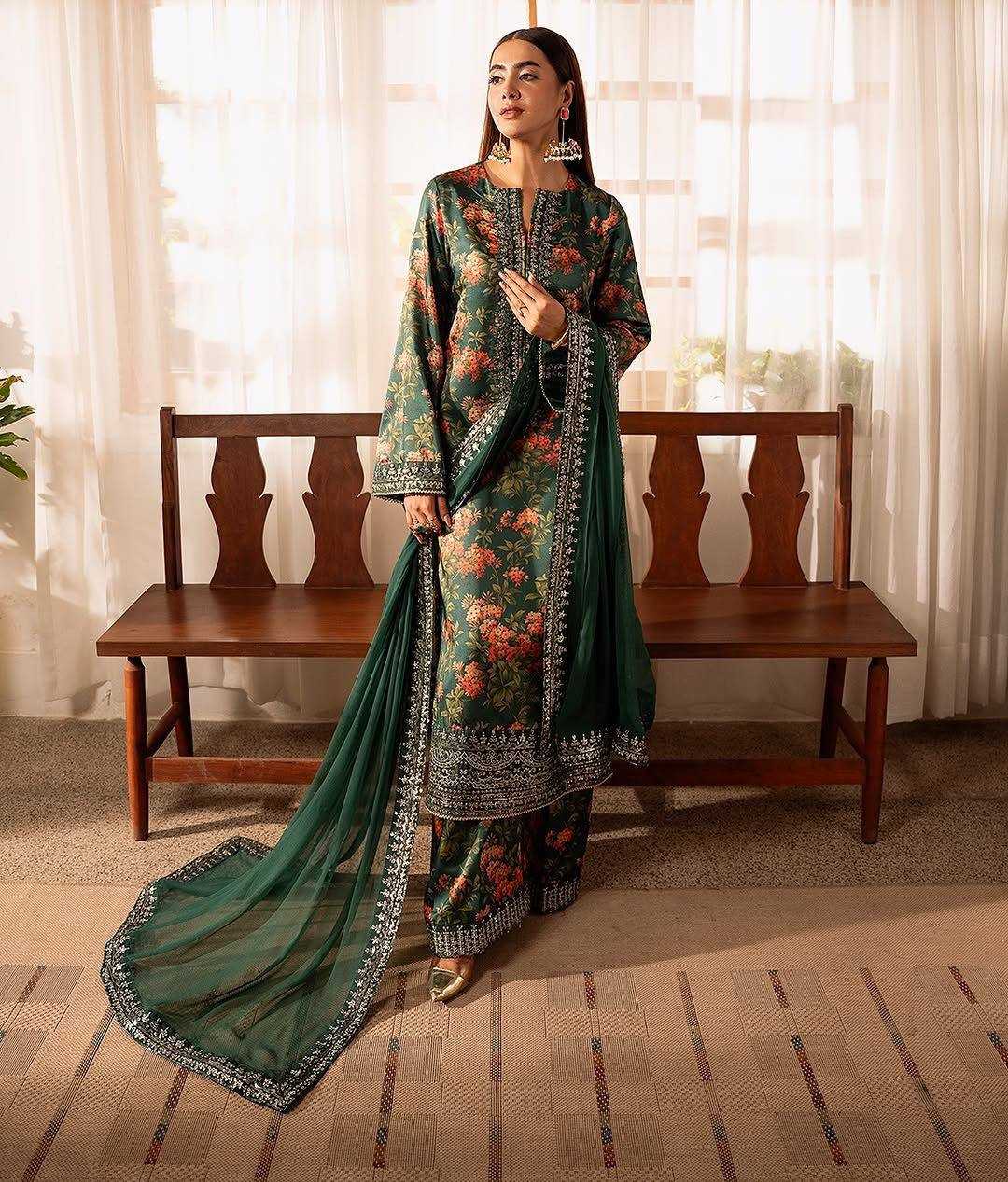 YNF FRENCH SILK RIN169 5811 SUITS & DRESSES WHOLESALE SILK PRINTED PARTY WEAR SUITS MANUFACTURER