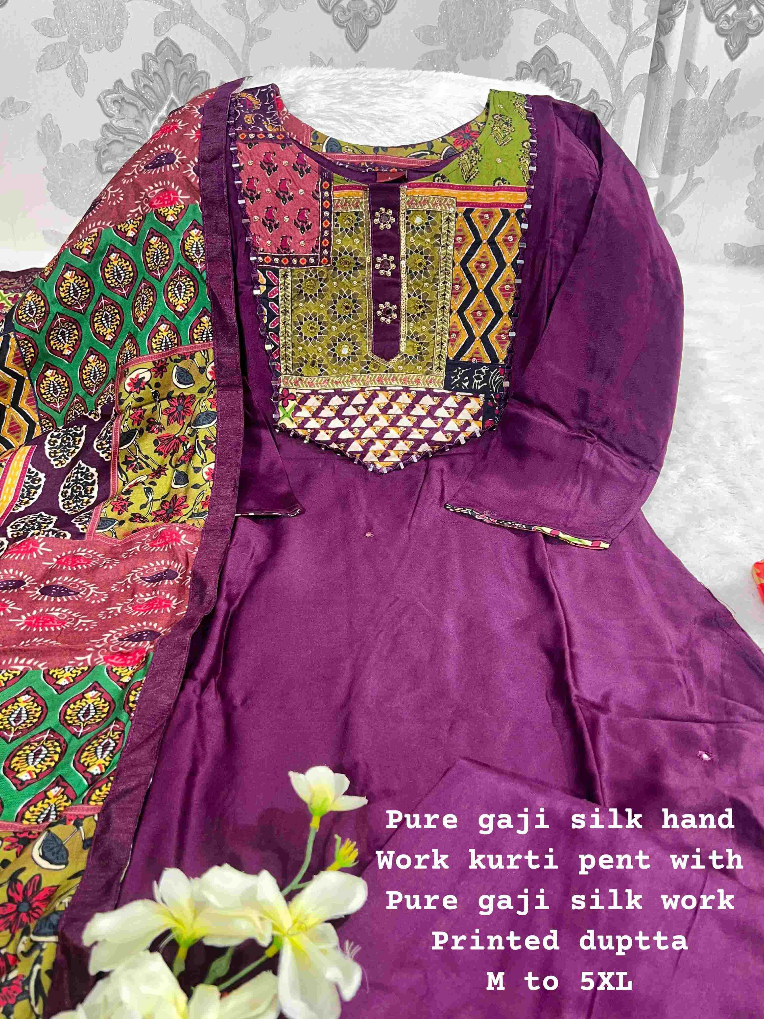 Ynf Gajji Silk KESH256 RNF86 Kurti Wholesale Mirror Work Kurti Silk Kurtis Kurti With Pants Manufacturer