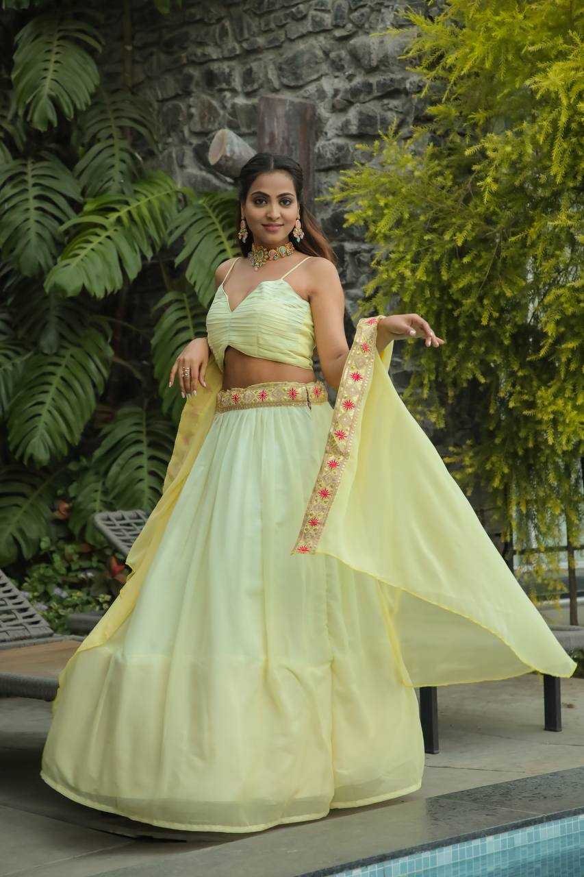 YNF GEORGETTE KESH270 297 LEHENGAS WHOLESALE GEORGETTE SEQUINS THREAD-WORK LEHENGA MANUFACTURER 