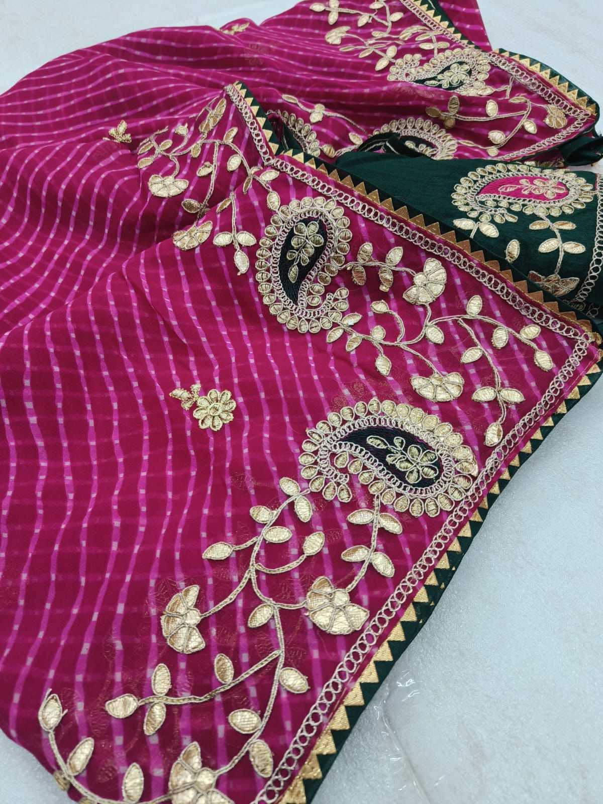 Ynf Georgette KESH285 ADS 25 Sarees Wholesale Georgette Sarees Leheriya Sarees Gota Patti Sarees Manufacturer