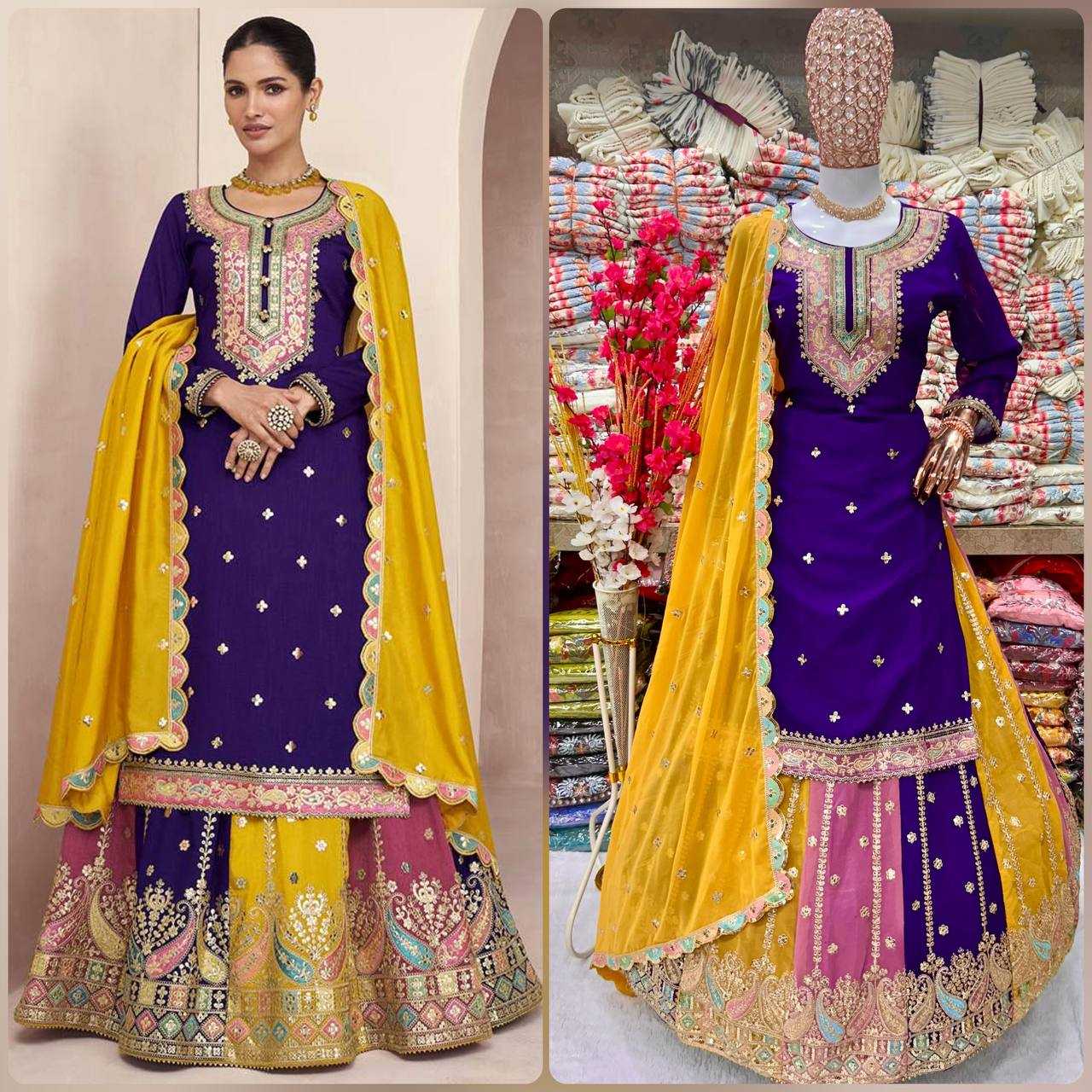 YNF GEORGETTE KESH399 3112 LEHENGAS WHOLESALE GEORGETTE EMBROIDERED LEHENGA WITH CANCAN MANUFACTURER