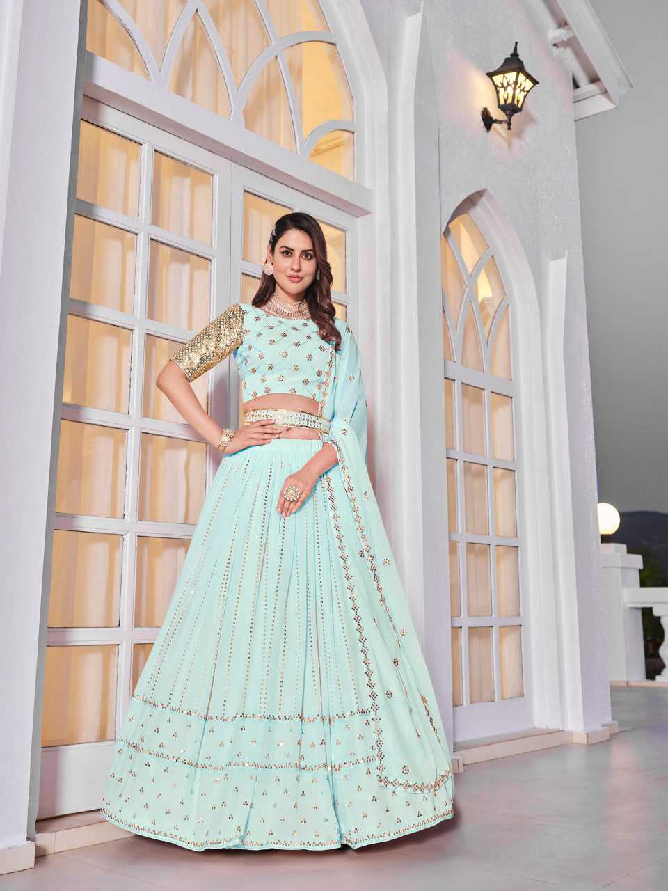 Ynf Georgette KESH417 169 Lehengas Wholesale Embroidered Lehenga Thread Work Lehenga Sequins Lehenga Manufacturer