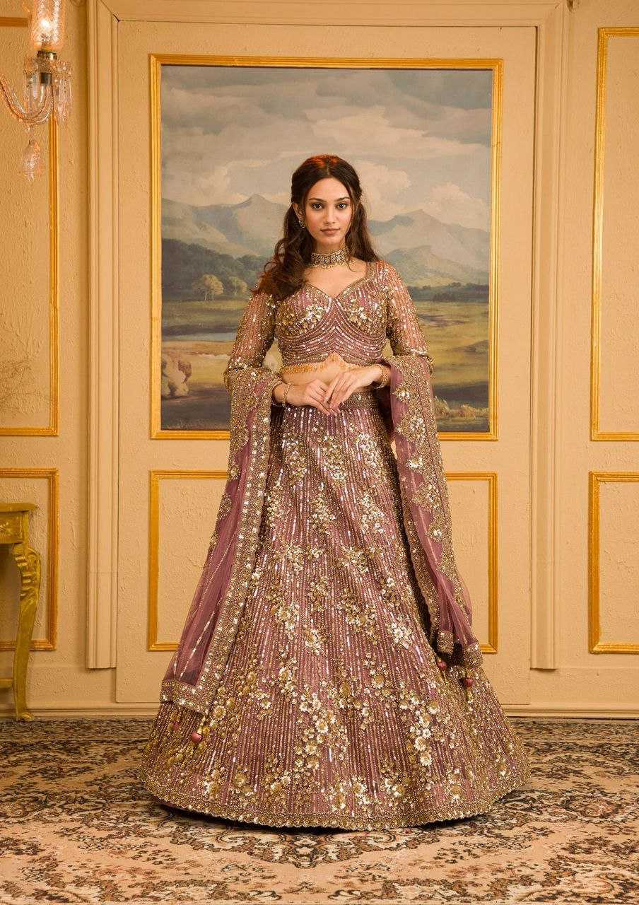 YNF GEORGETTE RIN121 1016 LEHENGAS WHOLESALEBRIDAL EMBROIDERED SEQUINS LEHENGAS MANUFACTURER        