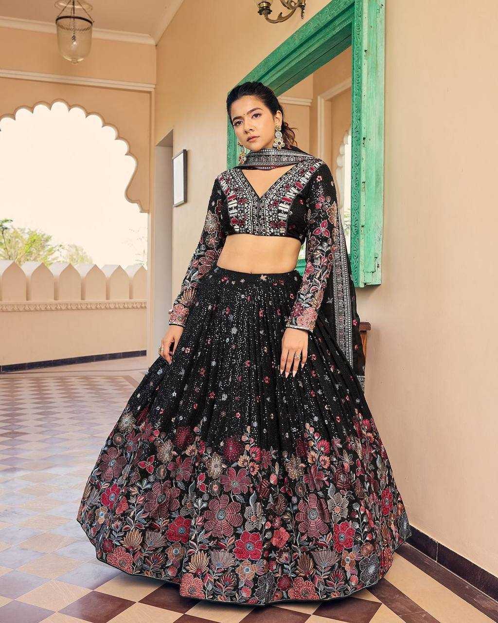 YNF GEORGETTE RIN162 286 LEHENGAS WHOLESALE NET FANCY SEQUINS LEHENGAS MANUFACTURER