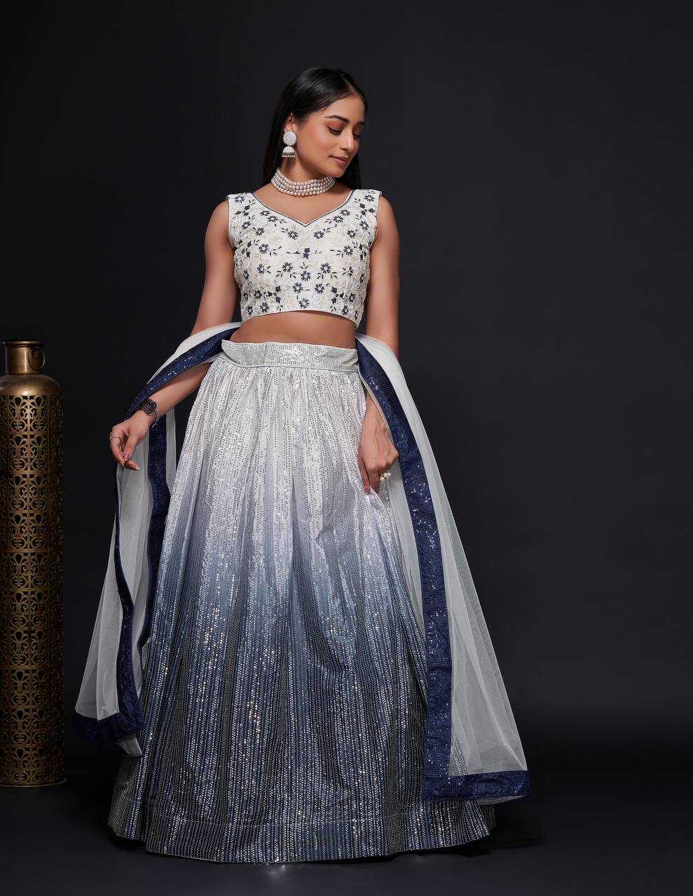 YNF GEORGETTE SILK KESH270 256 LEHENGAS WHOLESALE GEORGETTE SILK WITH BELT LEHENGAS MANUFACTURER