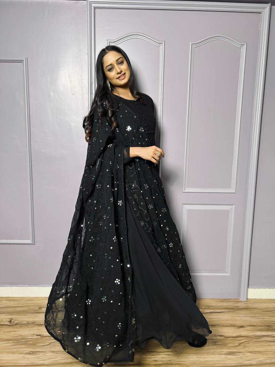 YNF GEORGETTE SUIT KESH270 279 BLACK SUIT WHOLESALE PUNJABI SUIT MANUFACTURER