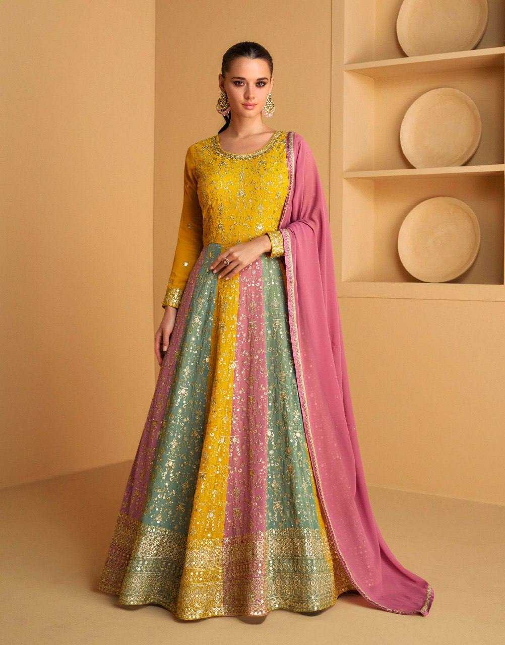 YNF GEROGETTE KESH398 1183 GOWN WHOLESALE DESIGNER EMBROIDERY GEROGETTE GOWNS MANUFACTURER