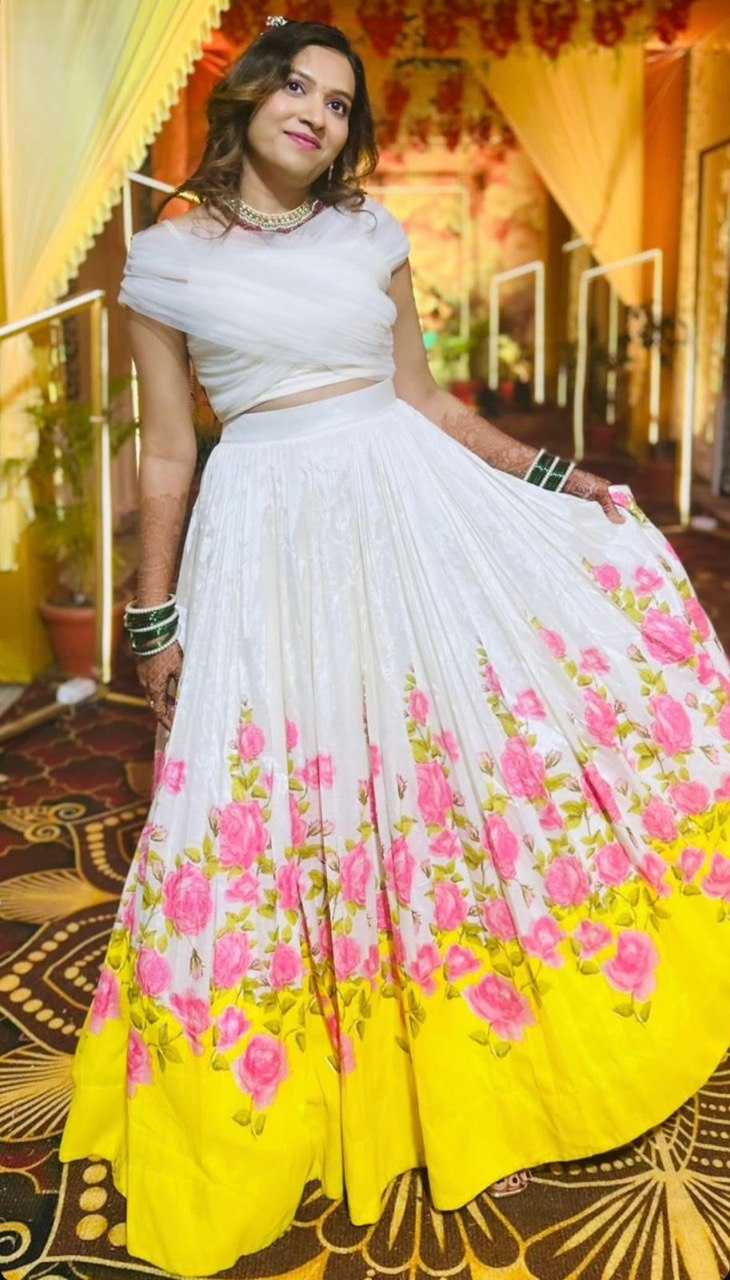 YNF JIMMY KESH154 274 LEHENGAS  WHOLESALE PRINTED FANCY HALDI LEHENGA  MANUFACTURER