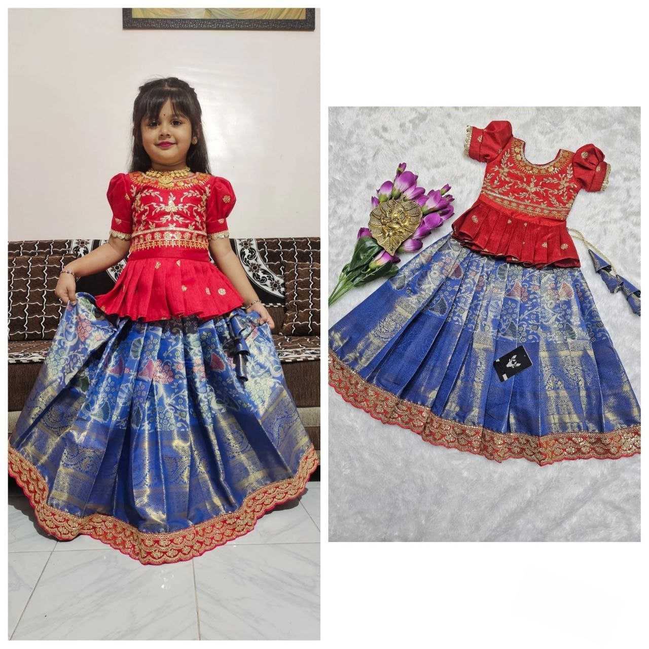 Ynf Kanjivaram Silk RIN161 RPVR31 Kids Wear Wholesale Kids Lehenga Kids Ghagra Choli Baby Girl Lehenga Manufacturer