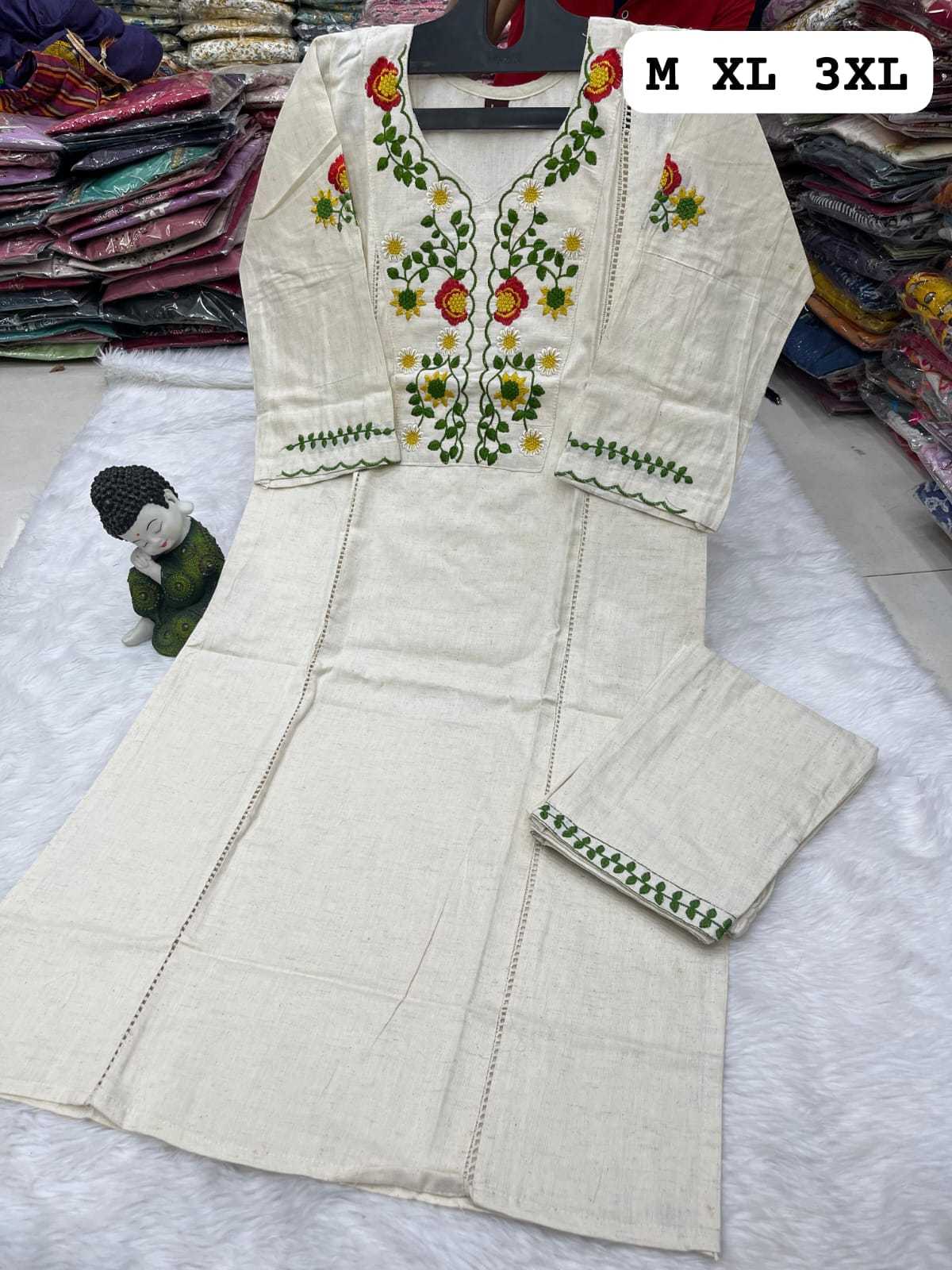 YNF KHADI COTTON KESH258 VDA103 KURTI WHOLESALE EMBROIDERED COTTON WITH PANT KURTI MANUFACTURER