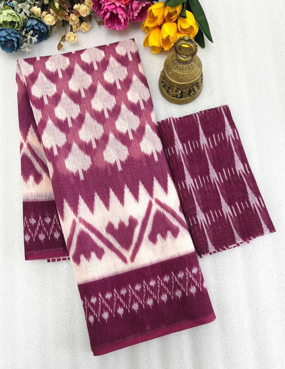 YNF LINEN KESH223 414 SAREE WHOLESALE LINEN DESIGNER PRINTED SAREE MANUFACTURER