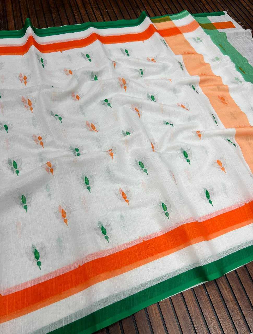 YNF LINEN KESH384 787 SAREES WHOLESALE PRINTED COTTON LINEN REPUBLIC DAY SAREES MANUFACTURER