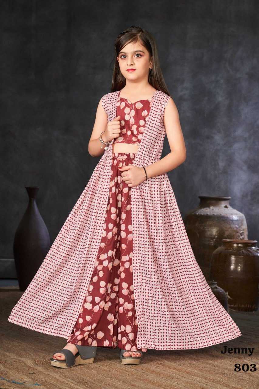 YNF MASLIN SILK RIN131 801 KIDS WEAR WHOLESALE SILK INDO WESTERN PARTY WEAR ETHNIC MANUFACTURER