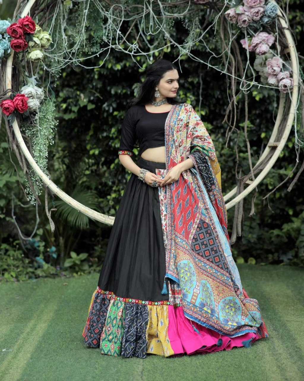 YNF MUSLIN COTTON KESH216 242 LEHENGA WHOLESALE MIRROR WORK PRINTED FANCY LEHENGA MANUFACTURER