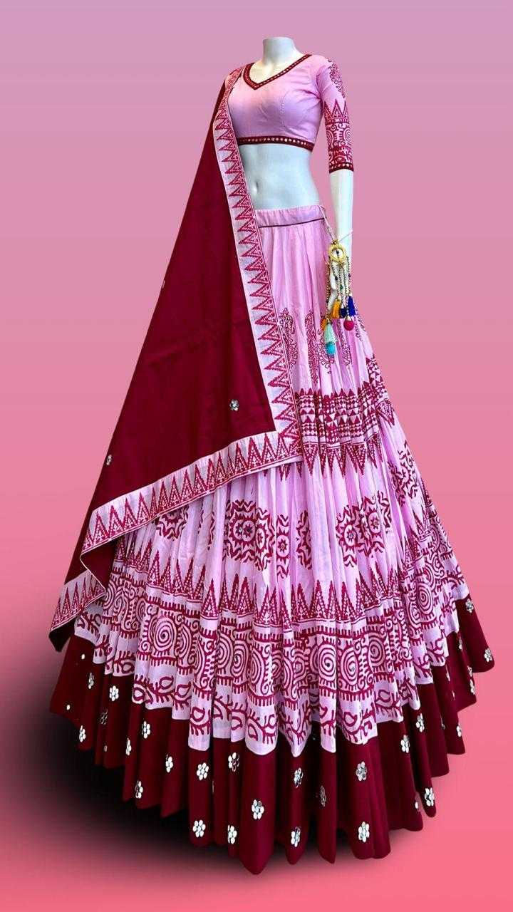 YNF MUSLIN COTTON KESH216 244 LEHENGA WHOLESALE MIRROR WORK PRINTED FANCY LEHENGA MANUFACTURER