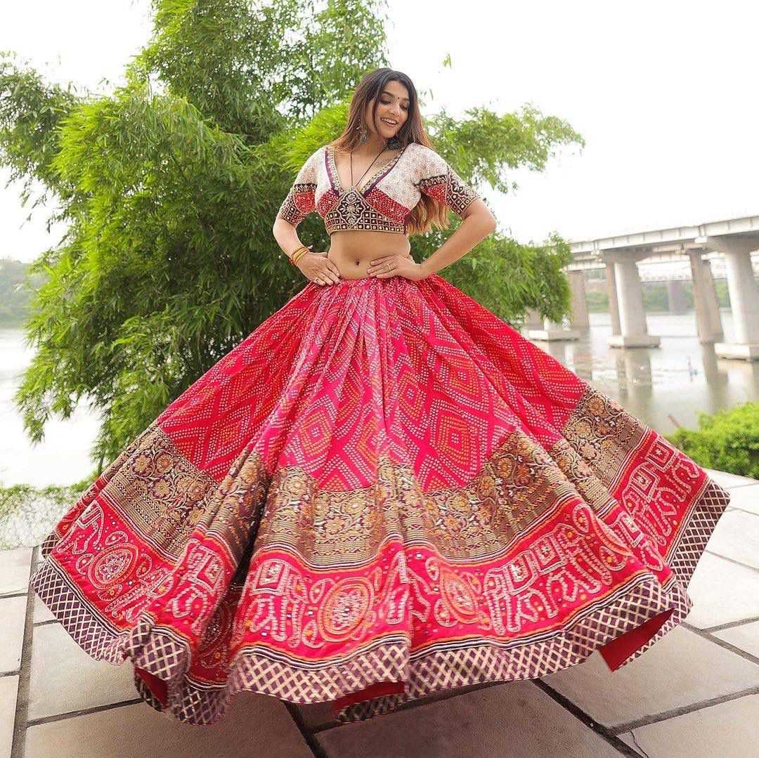 YNF MUSLIN COTTON KESH216 248 LEHENGA WHOLESALE MIRROR WORK PRINTED FANCY LEHENGA MANUFACTURER