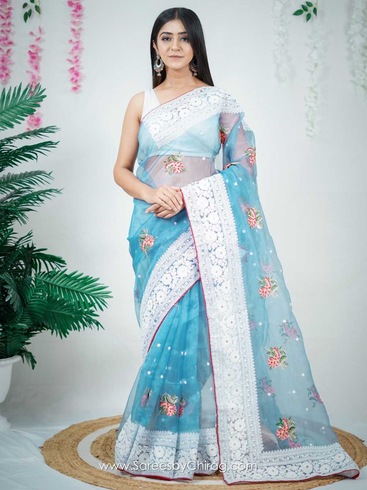 Ynf Organza RIN185 SAMBUTI Sarees Wholesale Printed Sarees Embroidered Sarees Lace Border Sarees Manufacturer