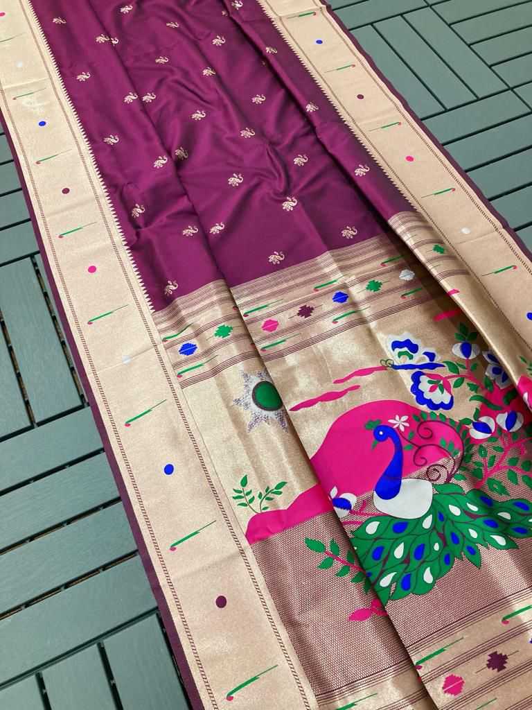 YNF PAITHANI KESH238 RPF05 SILK SAREE WHOLESALE PAITHANI TRADITIONAL ZARI BORDER SILK SAREE MANUFACTURER