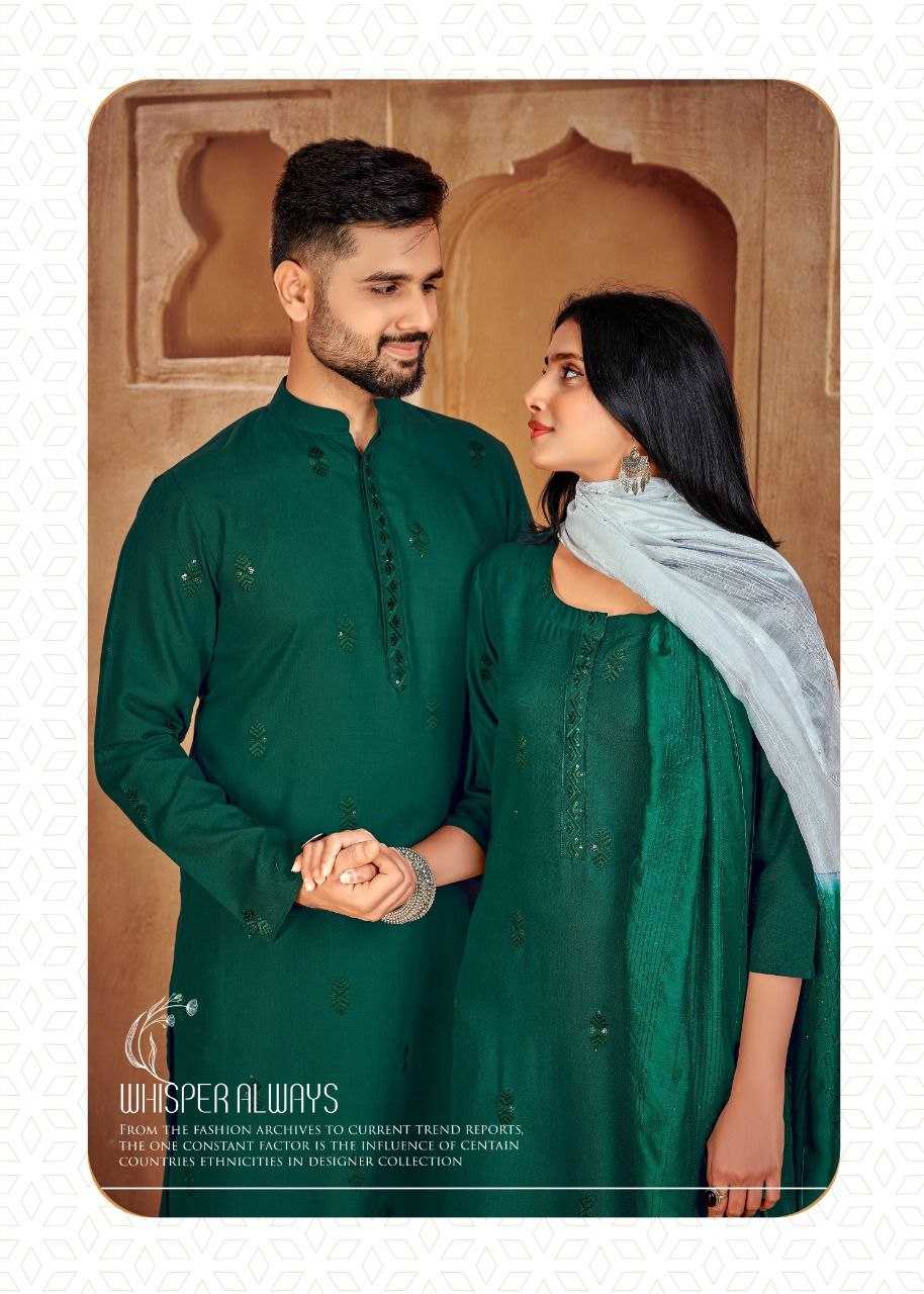 Ynf Pure Cotton KESH246 Couple Goal V-2 Couple Wear Wholesale Traditional Couple Attire Couple Kurta Pajama and Saree Sets Designer Ethnic Outfits for Couples Manufacturer