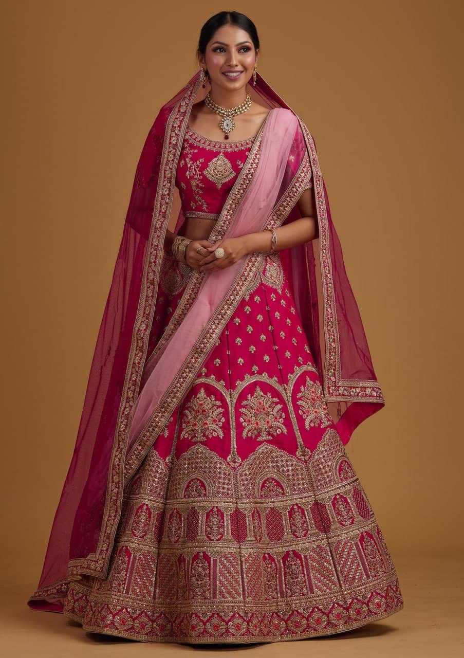 YNF SATIN KESH402 98 LEHENGA WHOLESALE EMBROIDERED DESIGNER SATIN LEHENGA MANUFACTURER